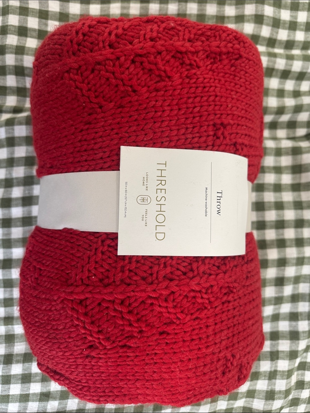 Threshold Red Cable Knit Throw